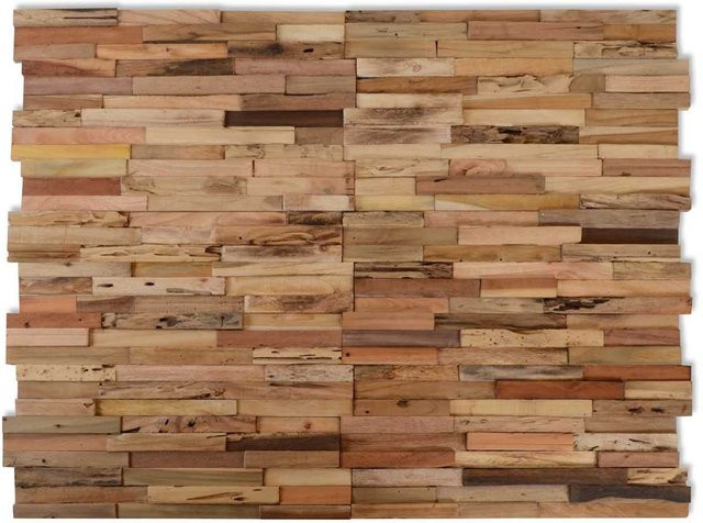 Vidaxl Wandverkleidungspanel aus recyceltem Teakholz in Braun, 10 Stück, 1,03 m² mit rustikalem Dielenmuster - Bild 1