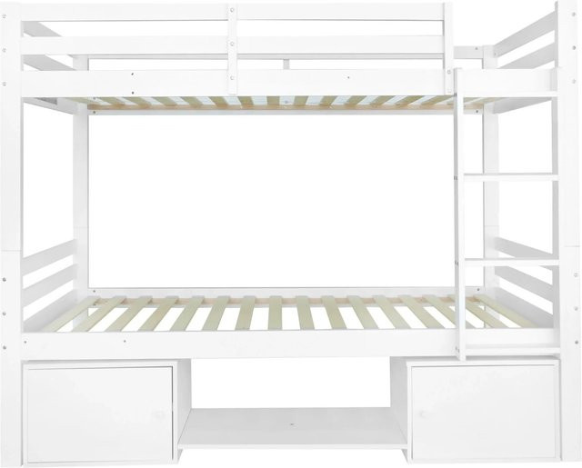 okwish Kinderstockbett in Weiß mit Schuhregalen und Schließfächern, aufteilbar in zwei Einzelbetten, B/T/H: 200 x 90 x 158 cm - Bild 1