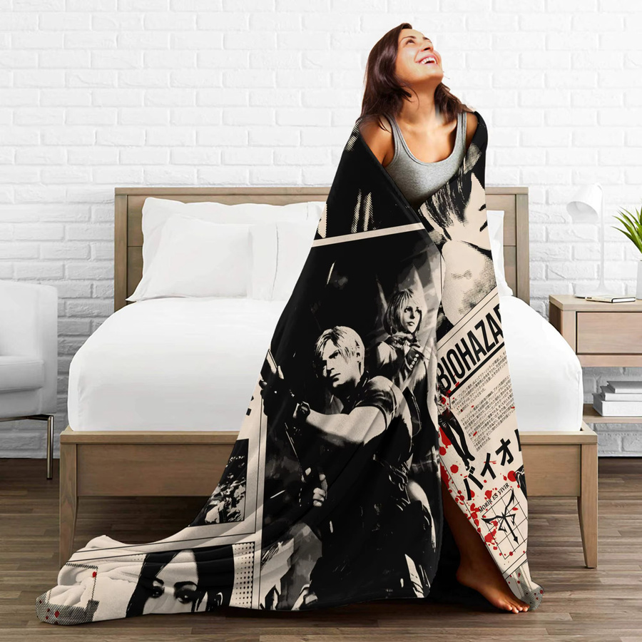 Potdemiel Flanellblanke Resident Evil Design, weiche Tagesdecke aus Polyester, Mehrfarbig - Bild 5
