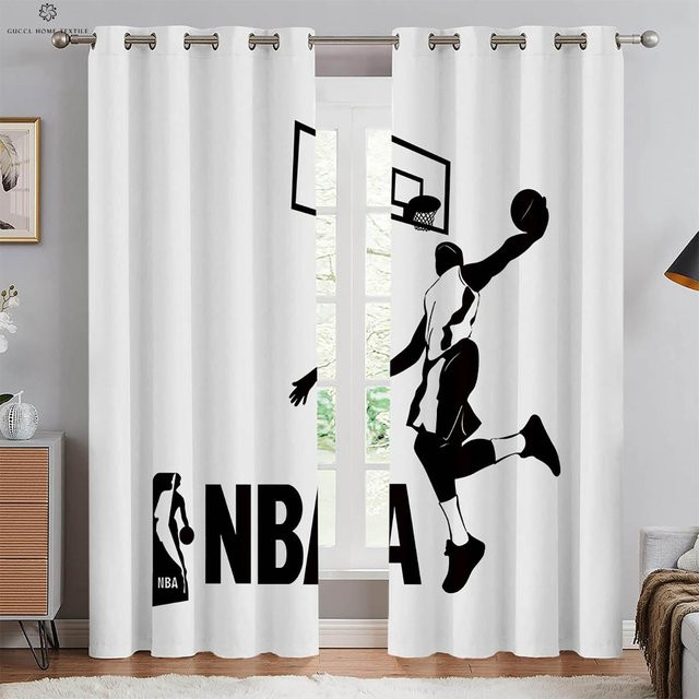 Yiran Furniture Flammen-Basketball Dekorative Vorhänge im 2er-Set, Weiß, B: 50 cm, H: 130 cm - Bild 1