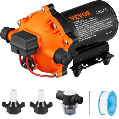 VEVOR Wasser-Membranpumpe 12V DC mit 5,5 GPM Durchfluss und 70 PSI Druck, verstellbar von 40-100 PSI, 1/2" MNPT selbstansaugende Sprühpumpe mit Druckschalter für Wohnmobile, Boote und Garten - Bild 1