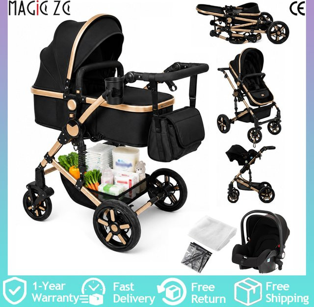 Luourzme 3-in-1 Komfort-Kinderwagen Reisesystem mit Aluminiumrahmen in Grau und Schwarz - Bild 1