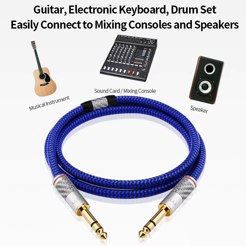YYTCG Symmetrisches TRS-Audiokabel mit 6,35 mm Klinkensteckern für E-Gitarren, Mikrofone und Mischpulte - Bild 3