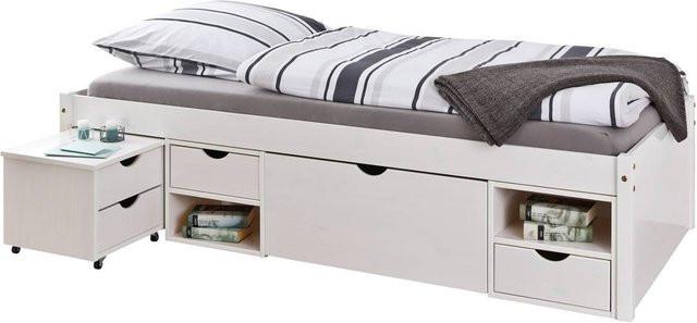Inter Link Funktionsbett Till aus Massivholz mit Stauraum, Nachtkommode und Lattenrost, Farbe: Weiß, B/L: 90 x 200 cm - Bild 2