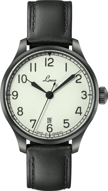 Laco Armbanduhr Casablanca 39, Automatik, Edelstahl, Saphirglas, Leder, Weiß - Bild 1