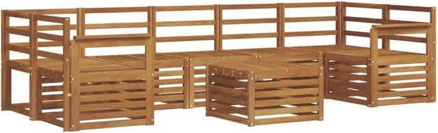 vidaXL Sofagarnitur 8-teilig in U-Form aus Massivholz Akazie in Natur Braun mit Latten-Design - Bild 1