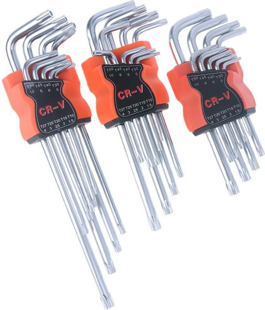9-teiliges L-Typ Doppelend-Schraubendreher-Set von KOQZM in Silber mit Inbus, Sechskant, Torx und Sternkopf, Größe 1,5–10 mm - Bild 1