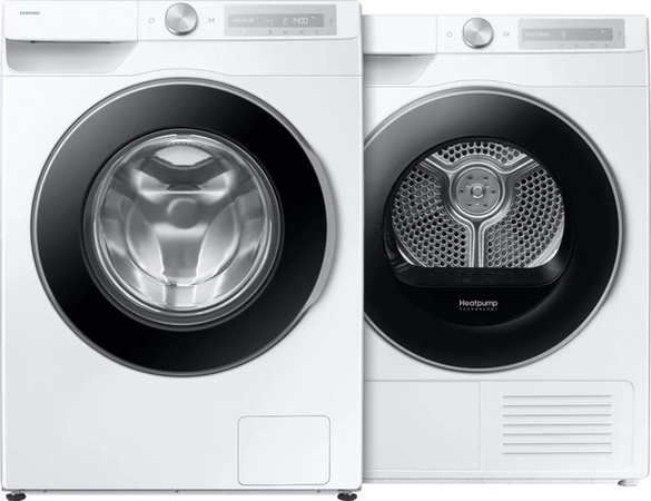 Samsung Waschmaschine WW90DG6U25LH Super Speed + Samsung Wäschetrockner DV90DG6845LHU3 AI Dry+ Set in Weiß mit SmartThings App Unterstützung