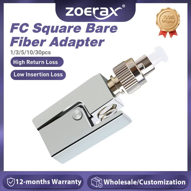 ZoeRax FC quadratischer Glasfaseradapter in Transparent und Silber für FTTH-Kopplung mit Rotlichtstift, OTDR und optischem Leistungsmessgerät - Bild 1