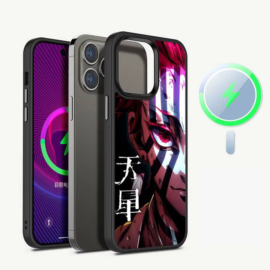 D-Demon Akaza S-Slayer Magnetische Kabellose Handyhülle für iPhone 17 16 15 14 13 12 11 Pro Max, Multicolor - Bild 4