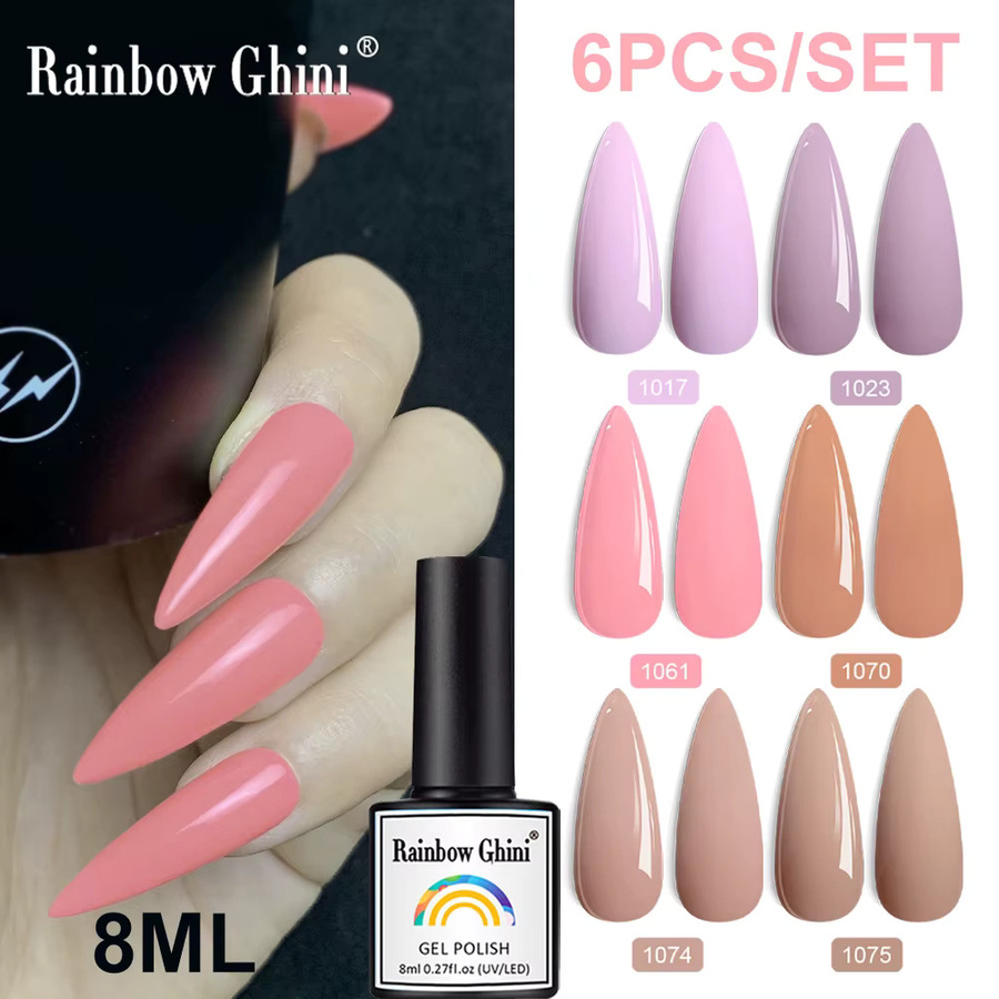 Rainbow Ghini Nagellack Set, Lila Farbserie, 6 Teile, 8 ml, Glänzend - Bild 1