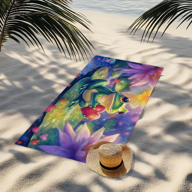 Wasserdichte Strandmatte mit tropischem Froschteich-Print von JMG Household Supplies, Picknickdecke aus Polyester, Mehrfarbig, Breite: 50 cm, Tiefe: 100 cm - Bild 1
