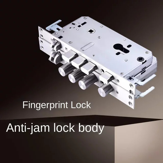 Sicherheitstürschlosskörper aus Edelstahl 304 in Silber mit interner Getriebestruktur und stecksicherer Funktion für intelligente Fingerabdruckschlösser - Bild 1