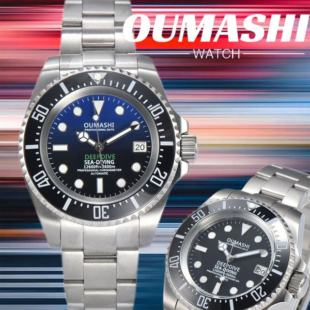 OUMASHI Armbanduhr Edelstahl, Mechanisch, 44 mm, Herren, Saphirglas, 10 ATM - Bild 1