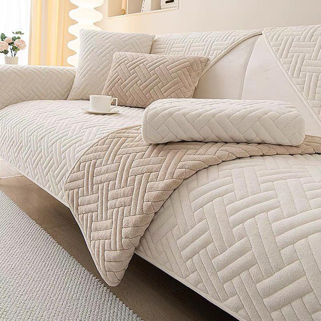 Milchsamt Rutschfestes Sofakissen aus Plüsch, quadratisches Sofa-Handtuch für Herbst und Winter, B/B: 70 x 70 cm - Bild 1