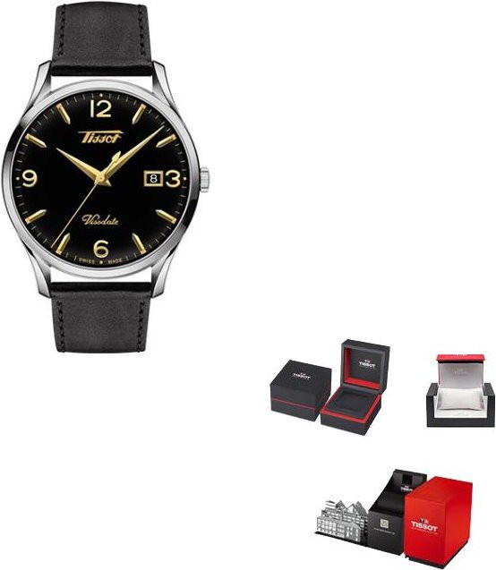 Tissot Armbanduhr, Quarz, Edelstahl, Leder, 40 mm, Herren, Schwarz - Bild 1