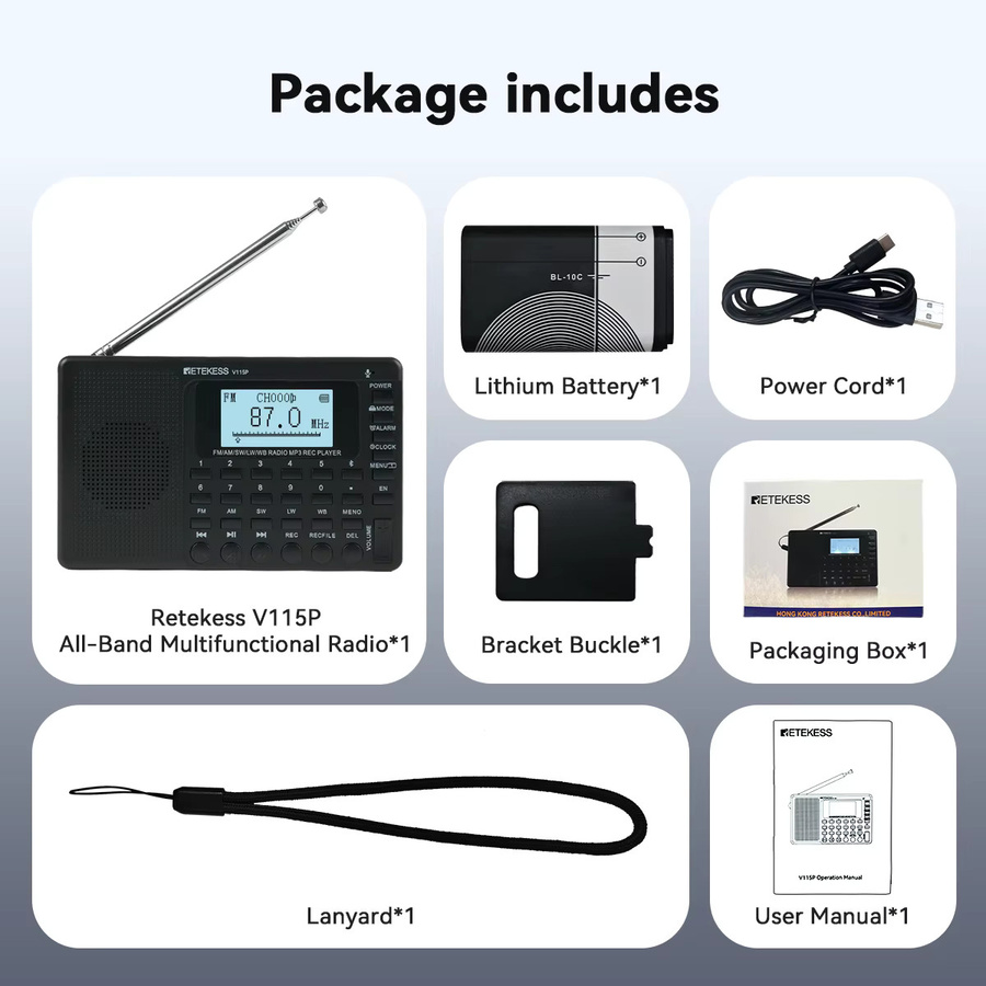 RETEKESS V115 Digitales Radio mit Recorder Funktion in Schwarz für lokalen Empfang und Interviewaufnahmen - Bild 5