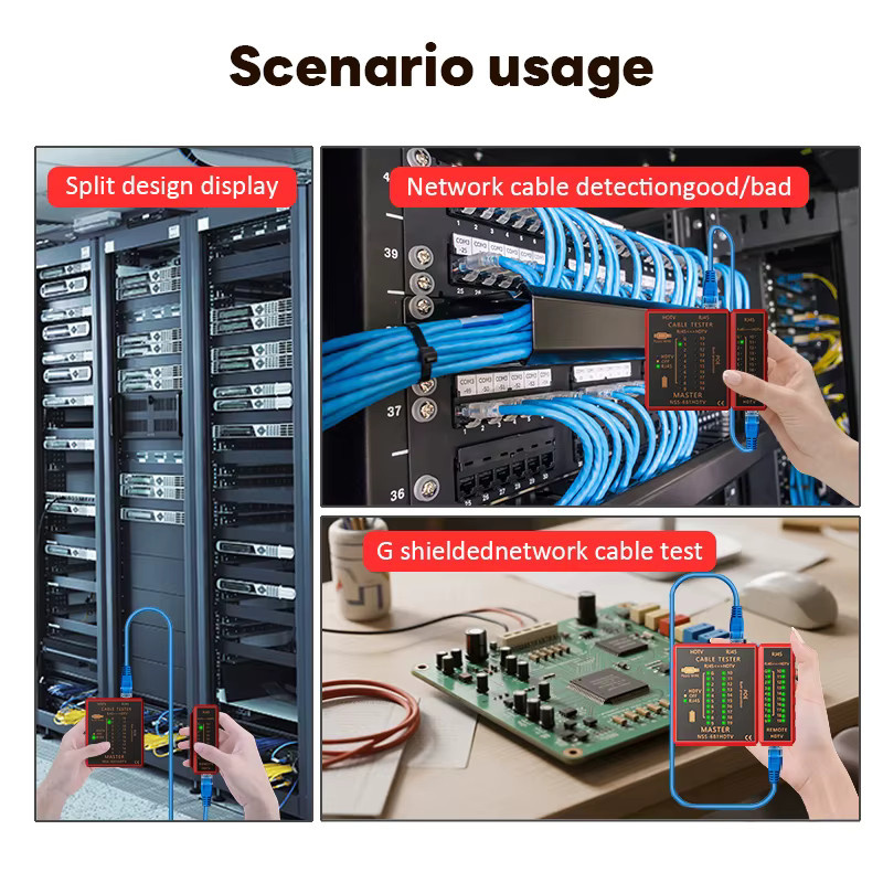 SHOYEE Multifunktionaler Netzwerkkabeltester mit HDMI-Kompatibilität für RJ45 8P8C LAN POE und RJ11 Telefonleitung in Rot - Bild 5