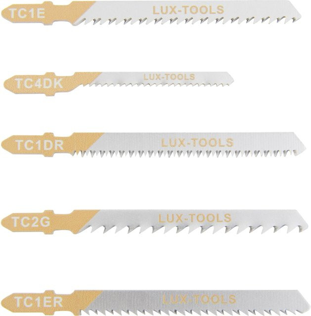 LUX-TOOLS Stichsägeblatt-Set 5-teilig HCS für Holz und Kunststoff in Gelb und Silber - Bild 1