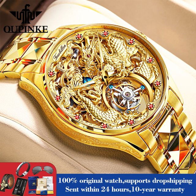 OUPINKE Armbanduhr, Tourbillon, Mechanisch, Edelstahl, Gold, Herren - Bild 1