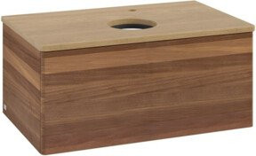 V&B Waschtischunterschrank Antao ohne Frontstruktur in Eiche Honig Matt, Farbe Braun, B/T/H: 80 x 50 x 36 cm - Bild 1