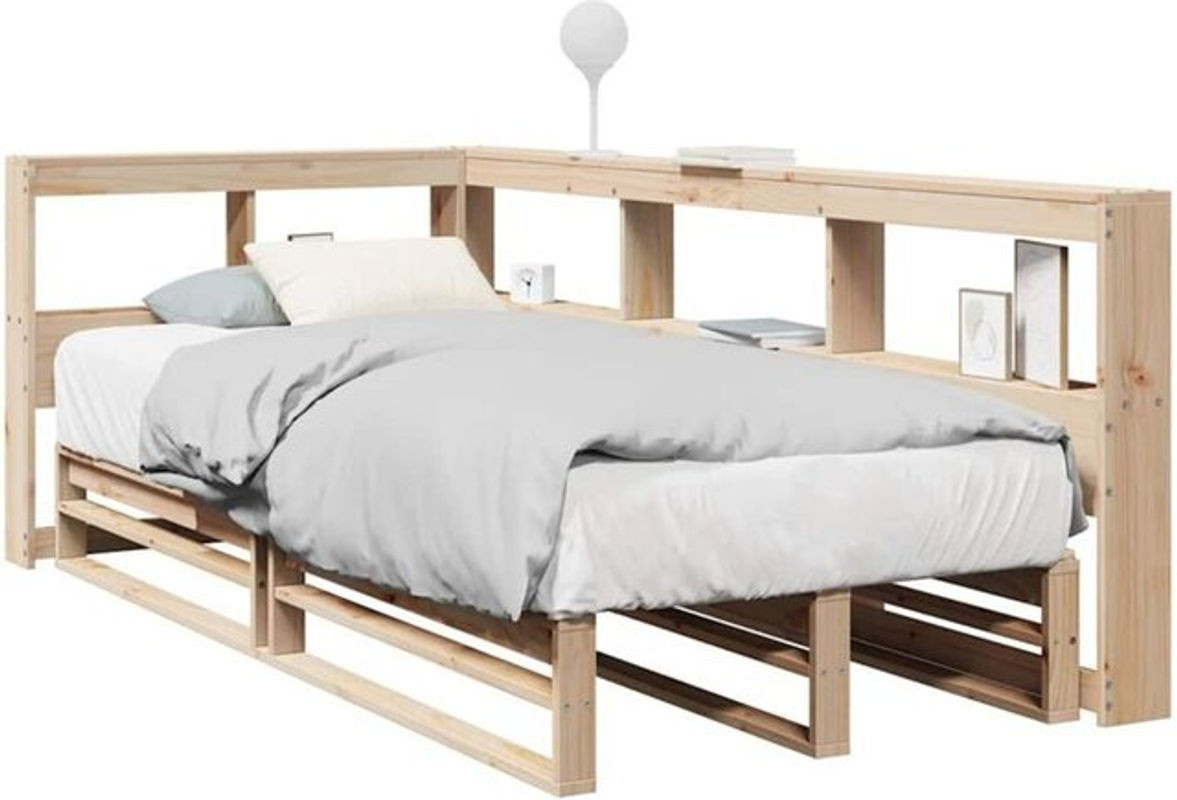 Massivholzbett mit Regal von Vidaxl aus Kiefer in Braun, B/T/H: 90 x 190 x 80 cm - Bild 1