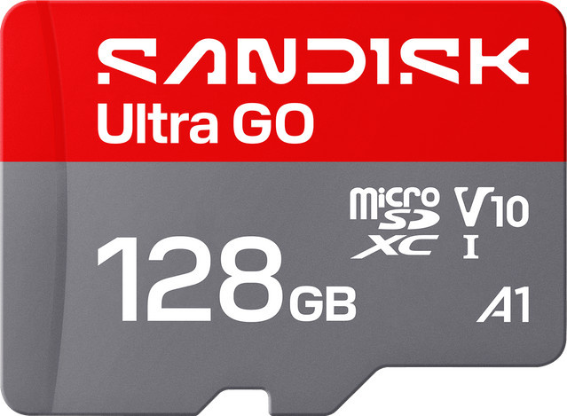 SanDisk Ultra GO microSDXC-Speicherkarte, 128GB, Android A1, Klasse 10 / UHS-1 U1, Grau - Bild 1
