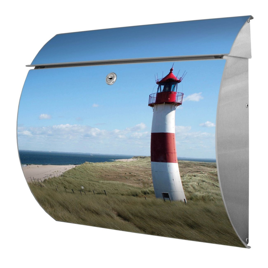 Wandbriefkasten Toscana von Burg-Wächter mit Leuchtturm-Motiv aus Edelstahl, B/H/T: 38 x 33 x 11 cm - Bild 1