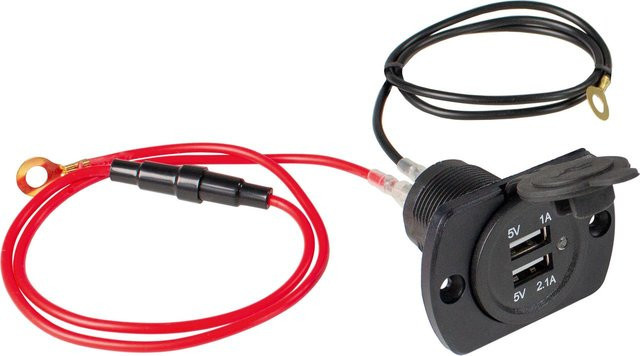 as - Schwabe USB Einbausteckdose in Schwarz mit zwei USB-A Ports (5V/1A und 5V/2,1A) IP20 - Bild 1