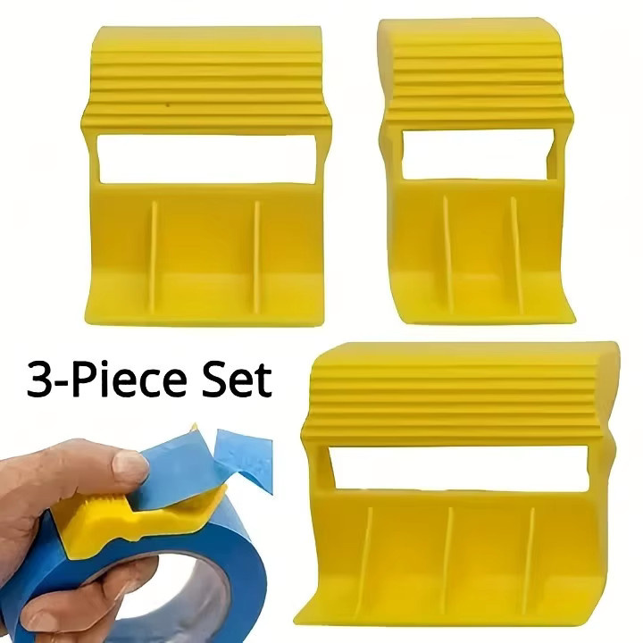 Tape Hat Kompakter Klebebandspender 3er-Pack in Gelb für Abdeckband und Malerband (1 Zoll, 1 1/2 Zoll und 2 Zoll) - Bild 2