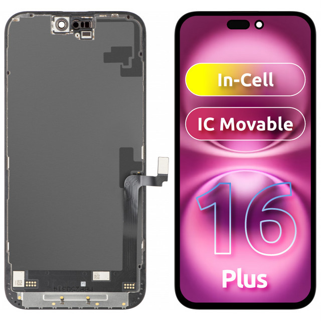 JK Display mit Touchscreen für Apple iPhone 16 Plus, LCD In-Cell IC Movable Version mit Rahmen, Schwarz - Bild 1