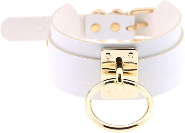 YIRAN Choker Halskette, Leder, Gold, Unisex - Bild 1