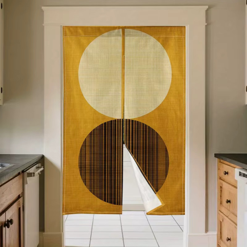 VIKAMA Japanisch Zen-inspirierter Doppelkreis-Wandteppich in Beige – Minimalistische abstrakte Wanddekoration mit geometrischem Design - Bild 3