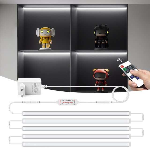 CHNAITEKE Aluminium LED-Lichtleiste in Silber, dimmbar mit RF-Fernbedienung, verknüpfbare LED-Röhre für Schrank, Küche und Vitrine - Bild 1