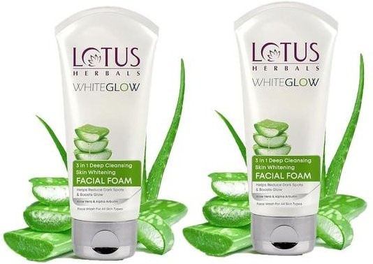 Lotus Herbals 3 in 1 Tiefenreinigender Gesichtsschaum, 2x 100g, Aloe Vera - Bild 1