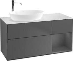 V&B Waschtischunterschrank Finion mit Wandbeleuchtung, Anthrazit lackiert, Breite: 120 cm, Höhe: 60,3 cm, Tiefe: 50,1 cm - Bild 1