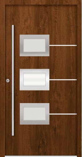Splendoor Sicherheitshaustür ATHEN Prime RC2 aus Aluminium in Nussbaum Braun mit Glaseinsatz - Bild 1