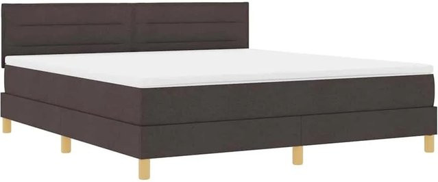 vidaXL LED Boxspringbett mit Matratze Dunkelbraun B/T/H: 180 x 200 x 46 cm mit USB-Anschluss und Unterbettbeleuchtung - Bild 1