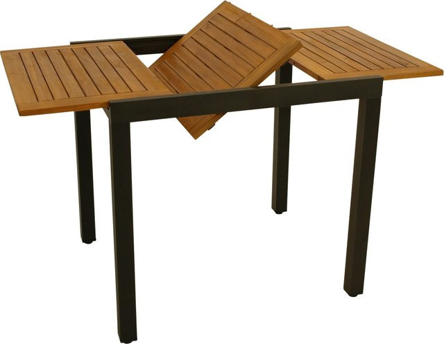 Balkon-Ausziehtisch VICENZA von DEGAMO aus Aluminium Anthrazit und geölter Akazie, B/T: 80 bis 120 x 70 cm - Bild 1