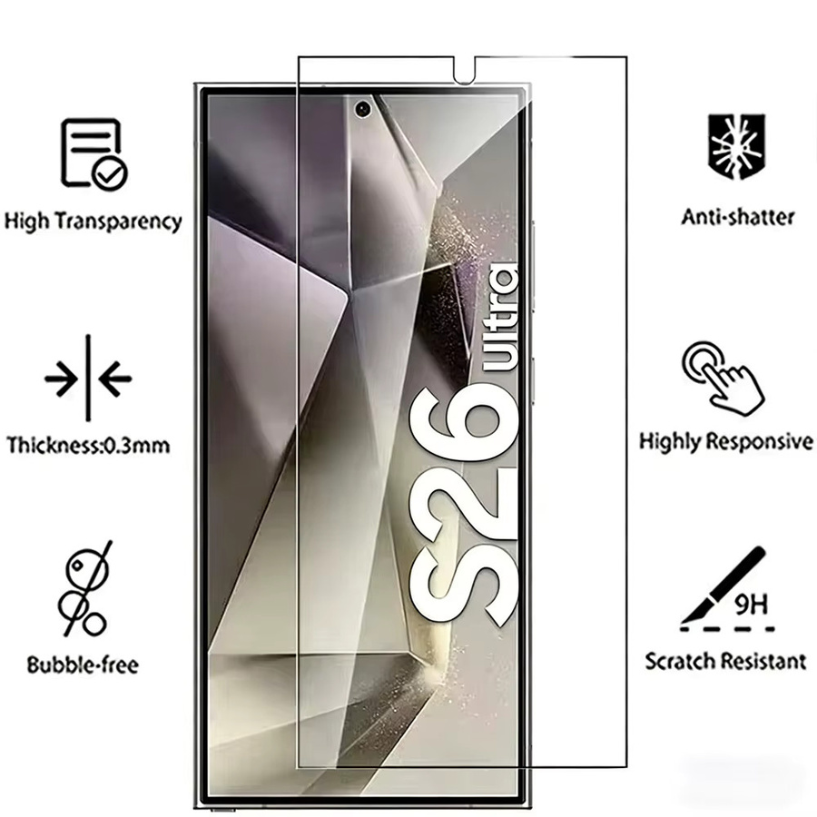 NNBILI 4er-Pack gehärtetes Glas Displayschutzfolie für Samsung Galaxy S26 Ultra, S25 Plus und S24, transparent, HD-Displayschutz mit Fingerabdruck-Kompatibilität - Bild 3