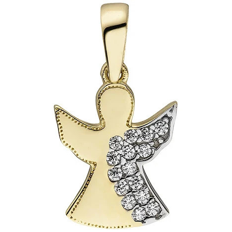 Colfem Anhänger Engel Schutzengel, 333 Gelbgold, 15 Zirkonia, Unisex - Bild 1