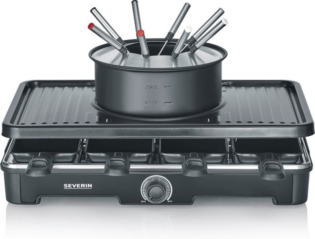 Severin Raclette-Fondue Kombination RG 2347 mit Grillplatte in Schwarz - Bild 1