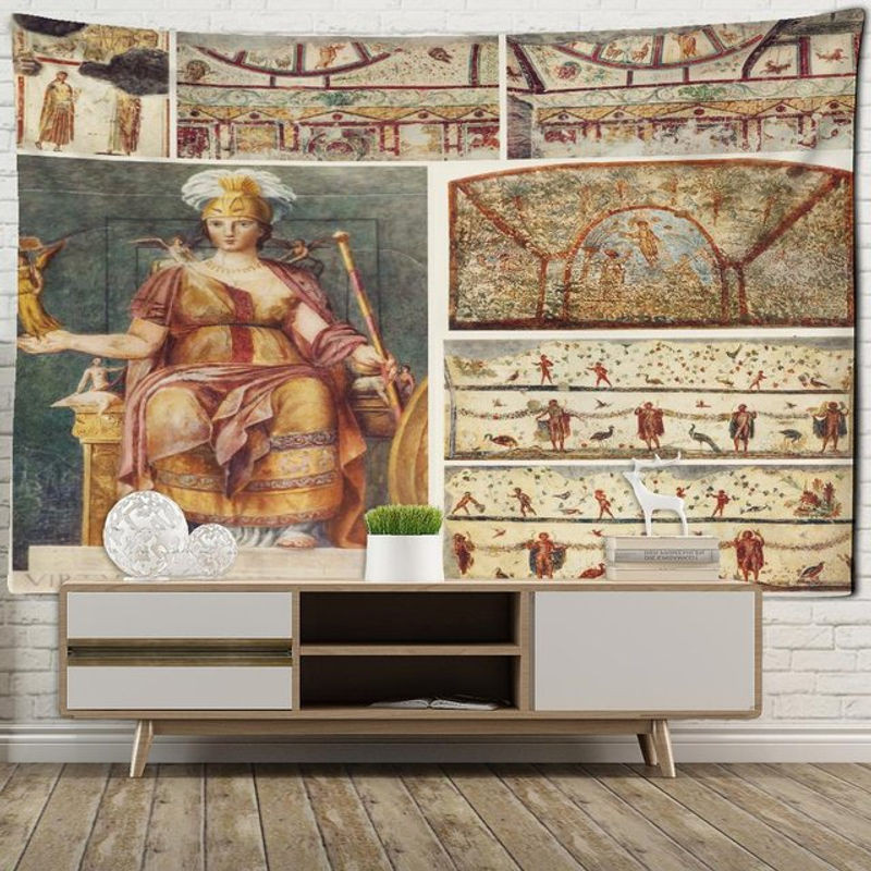 Super Six Wandbehang mit religiösen Figuren und psychedelischen Engeln im Bohemian Stil, mehrfarbig, B/H: 95 x 70 cm - Bild 1