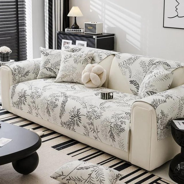Rutschfester Chenille-Kissenbezug für dein Sofa in Weiß, B/B: 70 x 70 cm - Bild 1