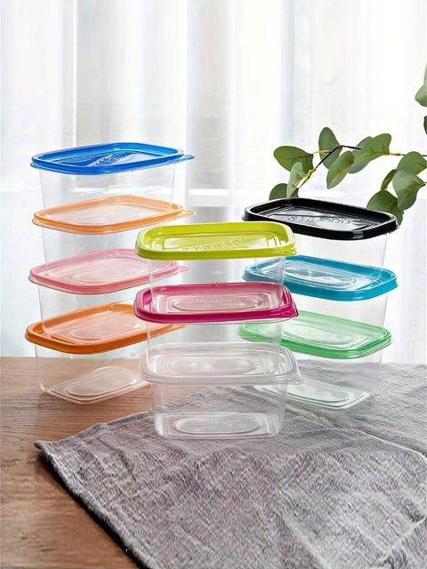 Stapelbare und wiederverwendbare rechteckige Frischhaltedosen aus Kunststoff mit Snap-Lid, transparent, mikrowellen- und gefrierschrankgeeignet, Breite: 16,0 cm, Tiefe: 10,0 cm, Höhe: 7,0 cm - Bild 1