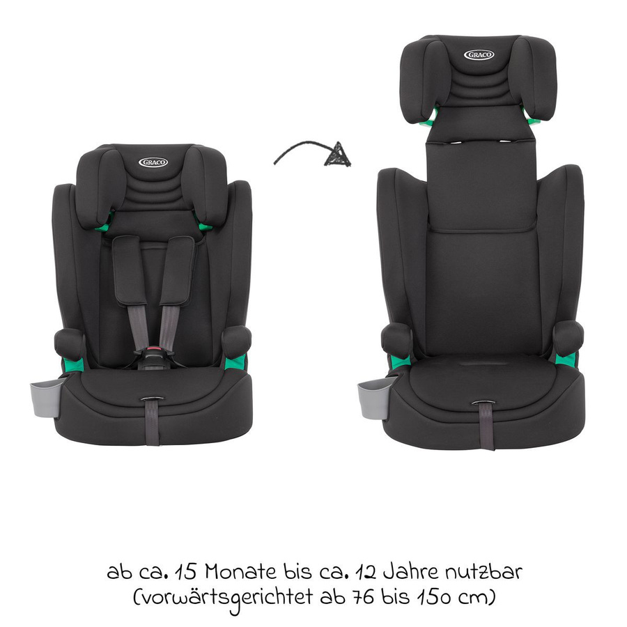 Graco Kindersitz Eldura Midnight mit Getränkehalter für Kinder von 76 cm bis 150 cm Körpergröße - Bild 2
