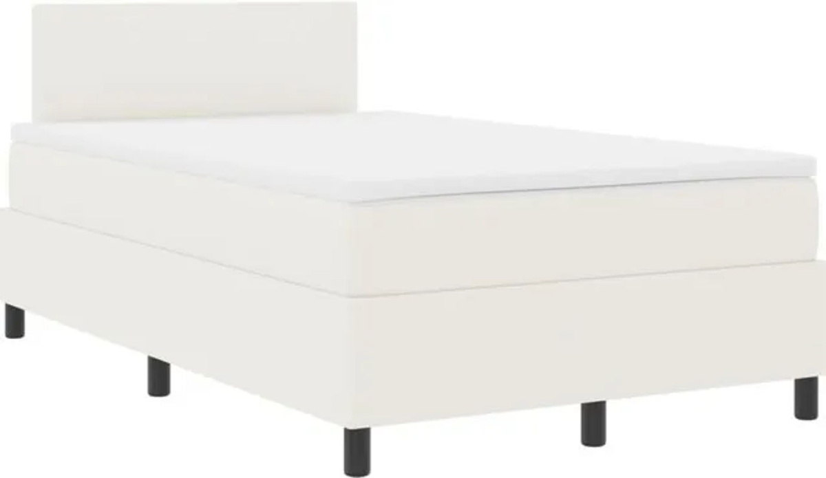 vidaXL Boxspringbett mit Matratze in Beige und Weiß, modernes Design aus Stoff und Holzwerkstoff, B/T/H: 120 x 88 x 190 cm - Bild 1