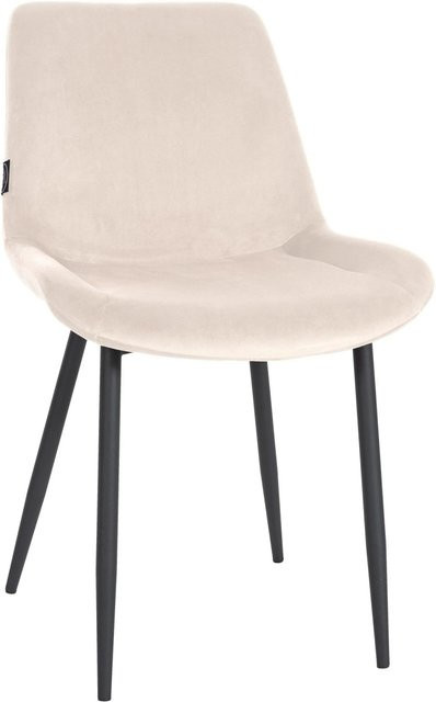 DELUKE Esszimmerstuhl WIKIL in Creme mit matt schwarzem Metallgestell, Höhe: 80 cm, Breite: 51 cm, Tiefe: 60 cm - Bild 1