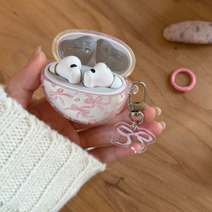 Rosa Schutzhülle im Ballett-Stil mit Schleife und Anhänger für Huawei FreeBuds 7i 6i 5i SE3 FreeClip 2 - Bild 3