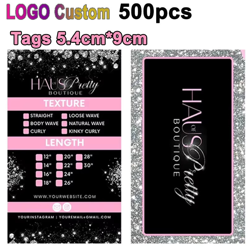 Flechazo Personalisierte Papier-Anhänger für Haarverlängerungen und Perücken mit individuellem Logo, 500 Stück, B/H: 5,4 x 9 cm - Bild 2